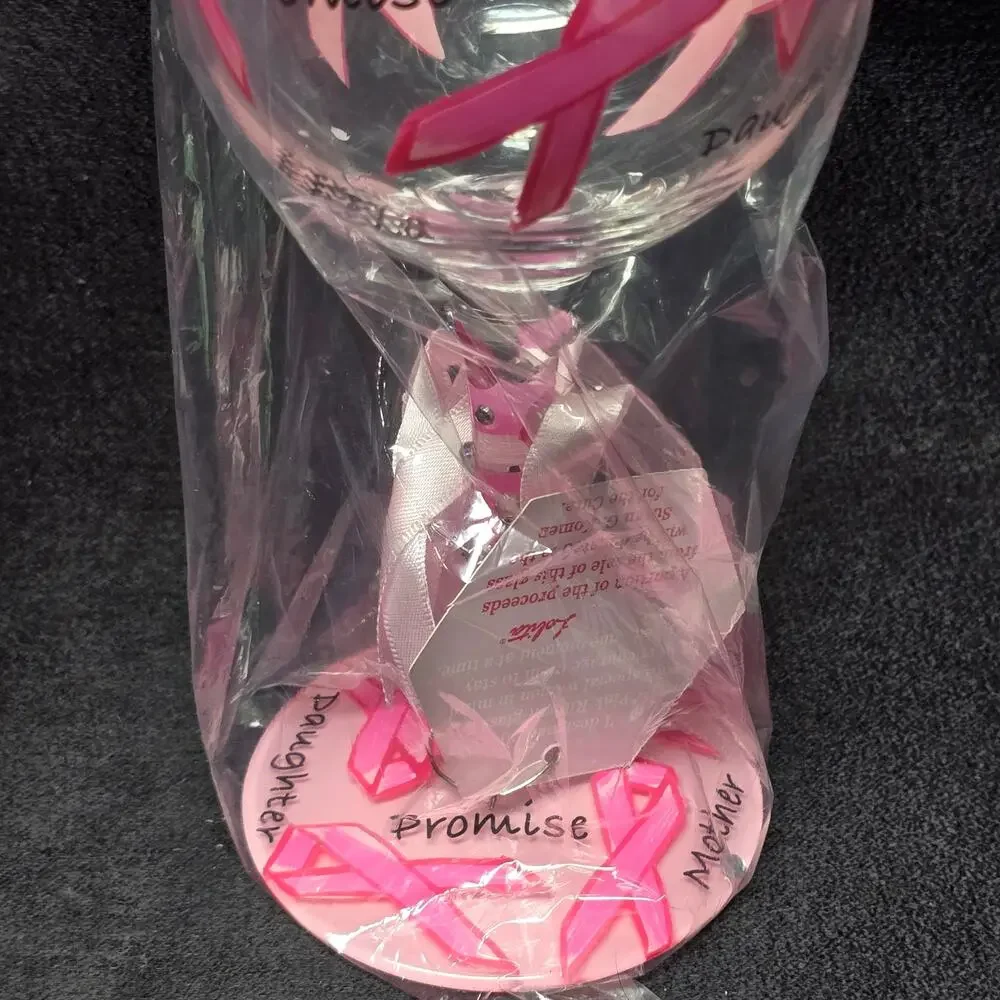 Lolita Love My Wine Collection Pink Ribbon Breast Cancer Awareness Wine Glass
